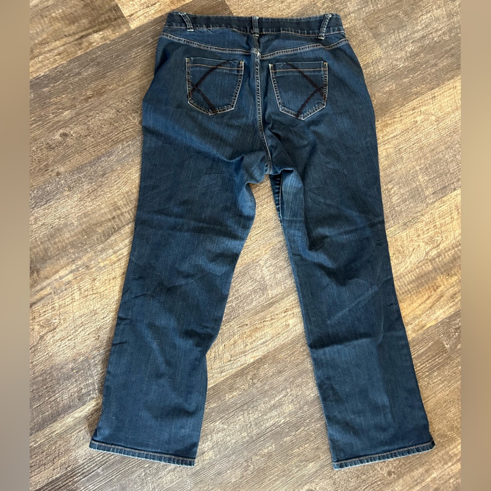 Lane Bryant Straight Leg Jeans Size 16 Avg Dark Wash Elastic Waist Tummy Control - Picture 4 of 10